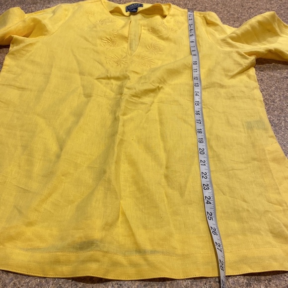 NWT Chaps Yellow Linen Tunic Top Blouse Medium Embroidered Pattern - Picture 8 of 16